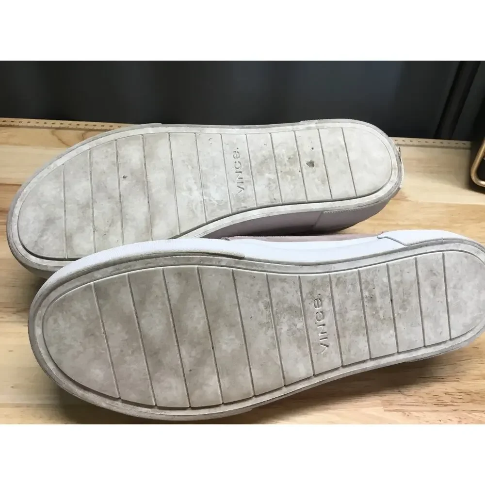 Vince Cage Platform Sneaker Women's 8 Gray Suede Hook & Loop Low Top Round Toe